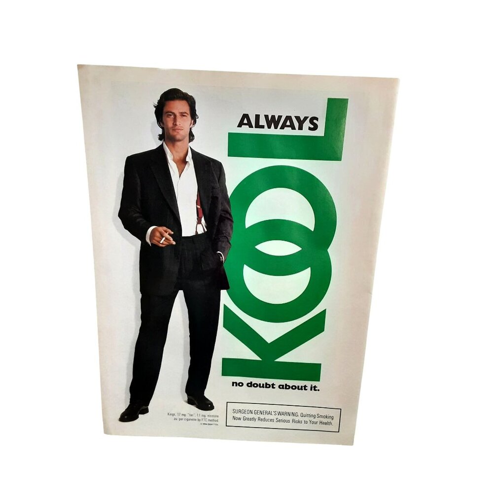 1994 Kool Cigarettes Vintage Print Ad Fashion Model Advertising 1990s